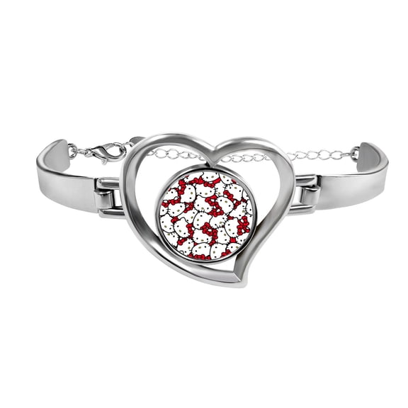 hello kitty Women's Heart Charm Bracelets Stainless Steel Link Bracelet Birthday Gifts for Women Jewelry