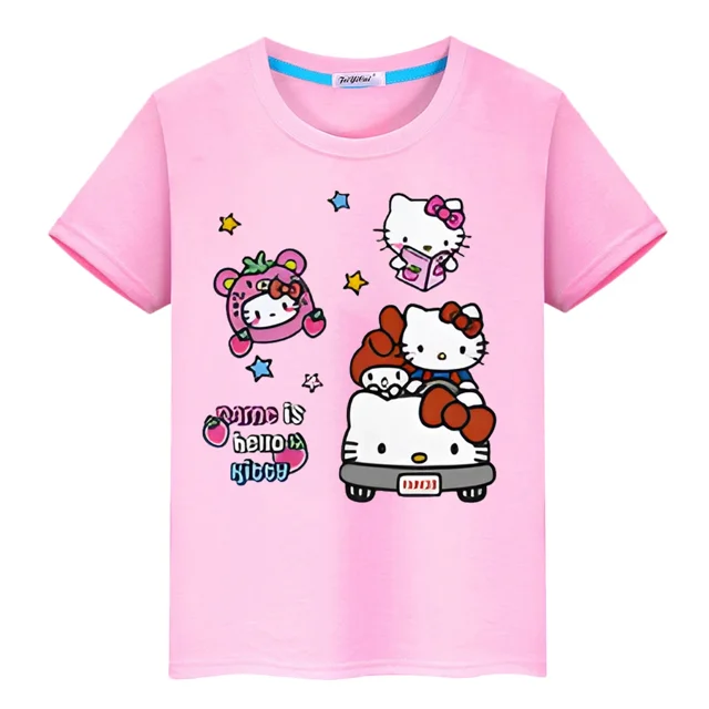 hello kitty clothes 100%Cotton Print T-shirt Anime Tees Cute Tops ...