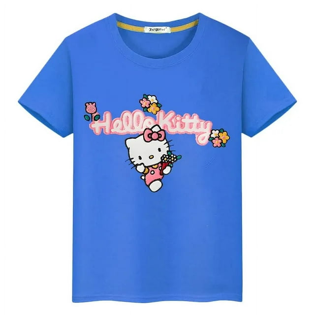 hello kitty gift Cartoon Print 100%Cotton T-shirt Cute Short Tops Anime ...