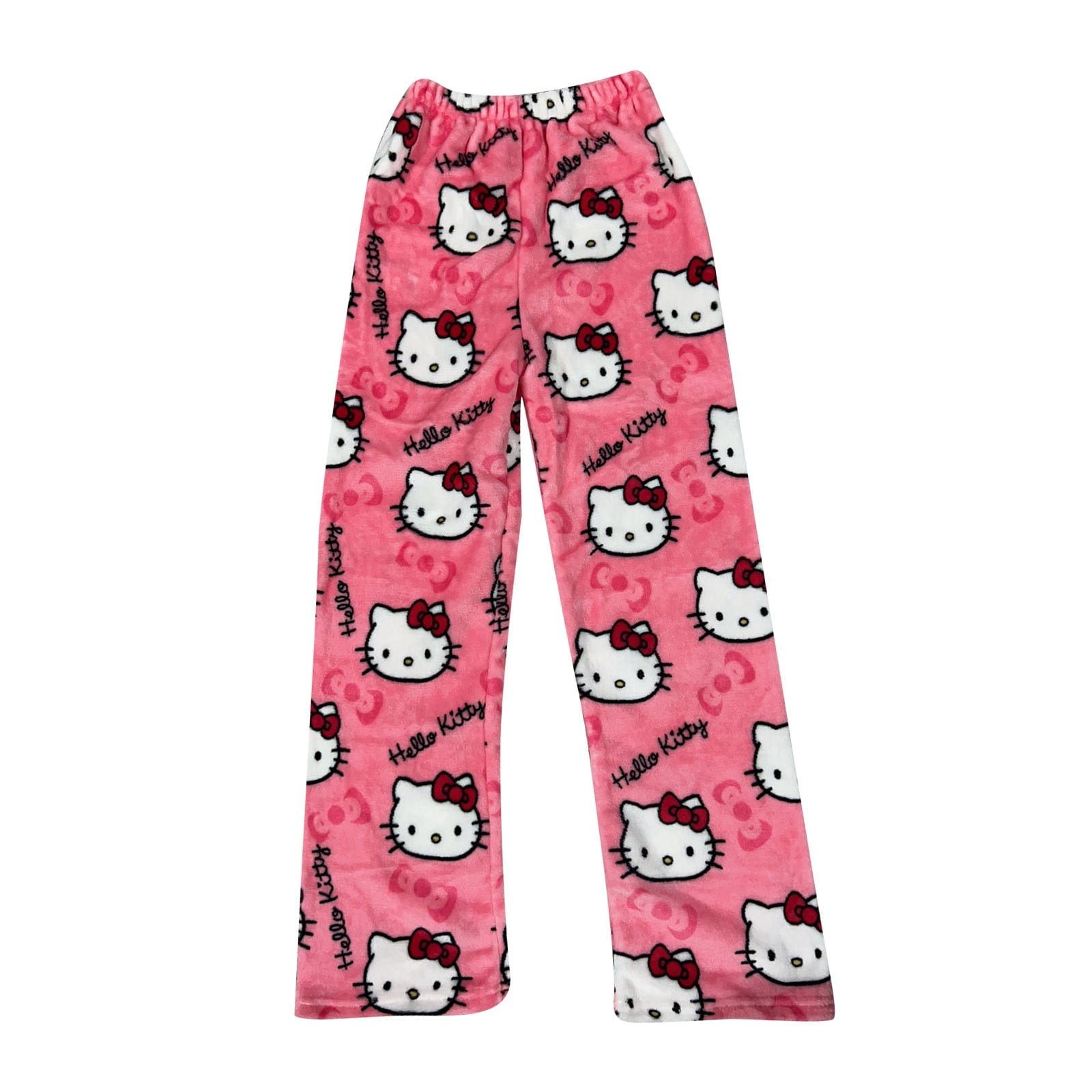 hello kitty pyjama,Katyle chat Pajamas,Coral Fleece Pajama Pants Soft Trousers Women Casual