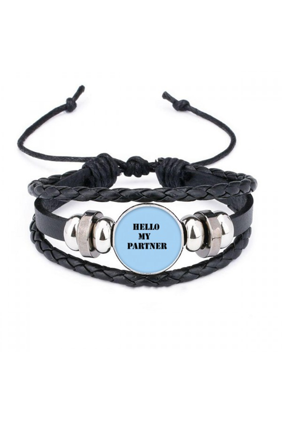 hello my partner workmate bracelet braided leather woven wristband