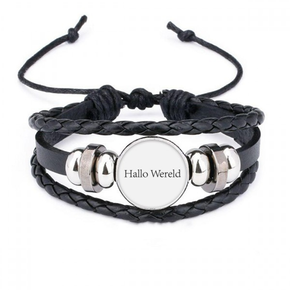 hello world dutch bracelet braided leather woven wristband