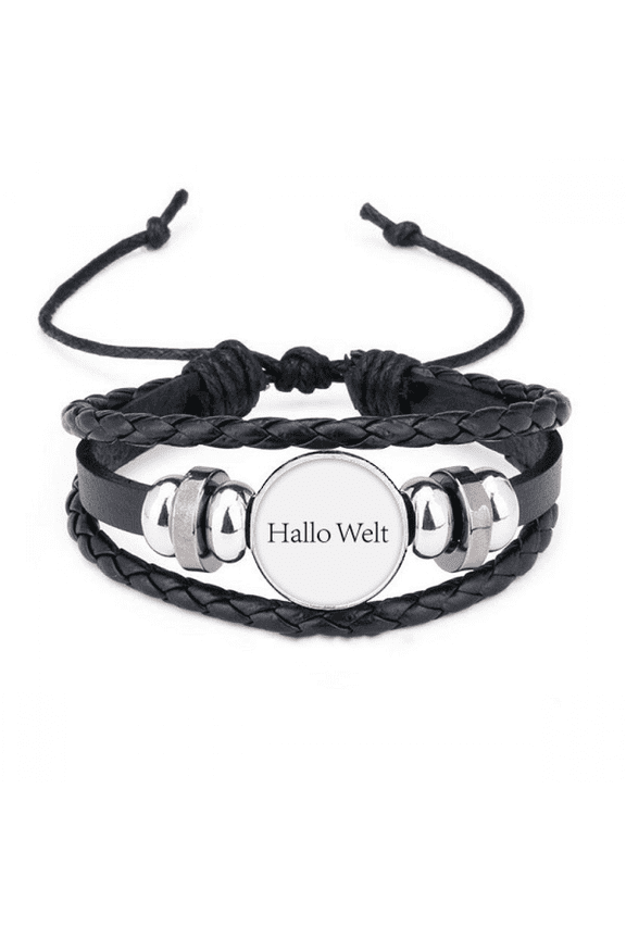hello world german bracelet braided leather woven wristband