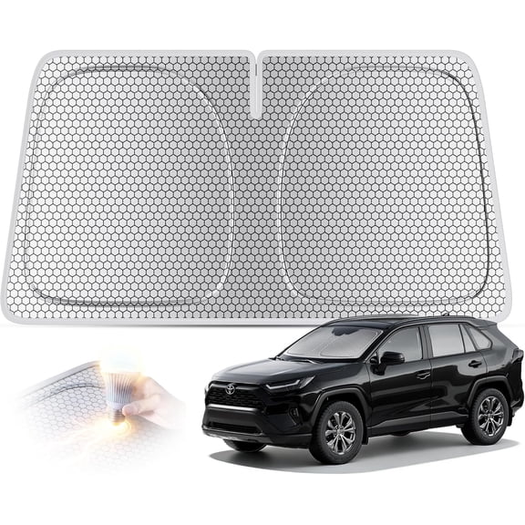 helloleiboo Graphene Windshield Sun Shade for SUVs and Most Mid-Size Sedans, 99% UV Blocking, Dual-Layer Honeycomb Heat Shield, Keeps Interior Cooler, Foldable