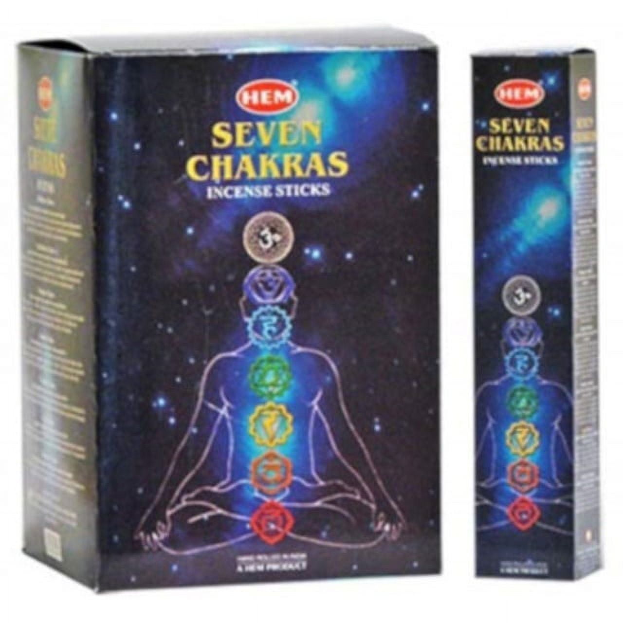 hem seven chakra incense sticks (retail box-12 individual packs, 420 sticks)