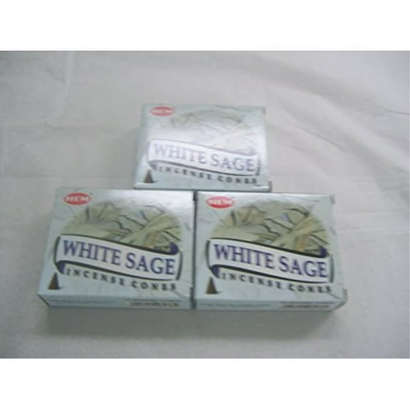 hem white sage incense cones, 3 packs of 10 cones = 30 cones