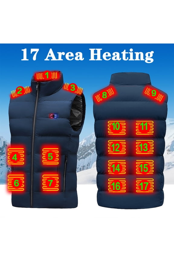 hengsof 17 Heating Areas Heated Waistcoat For Men Women, Unisex Winter Heated Waistcoat For Men Women, Lightweight USB Electric Heated Clothing Waistcoat With 3 Heating