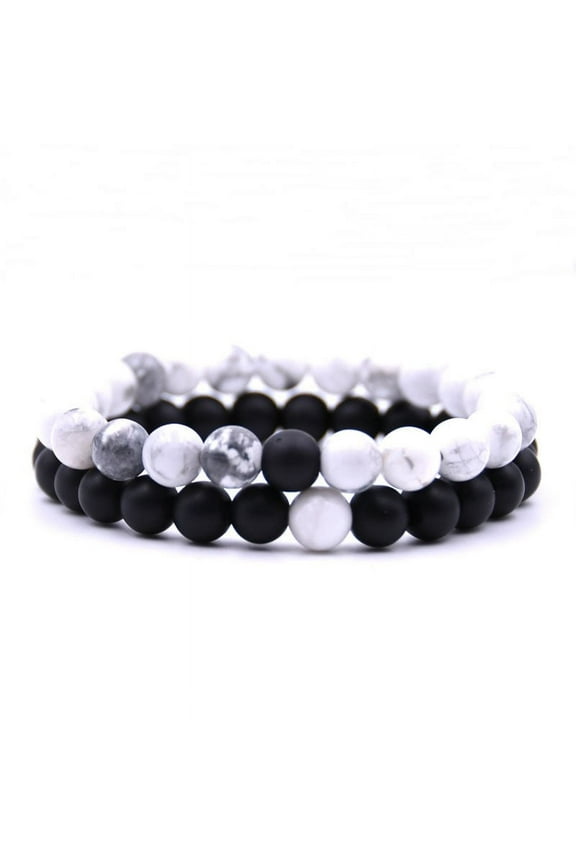 2 Piece Chakra Bead Bracelet Set, 8mm Elastic Natural Agate for Men Women, Healing Stone Wrist Jewelry, Valentine's Day Wellness Gift