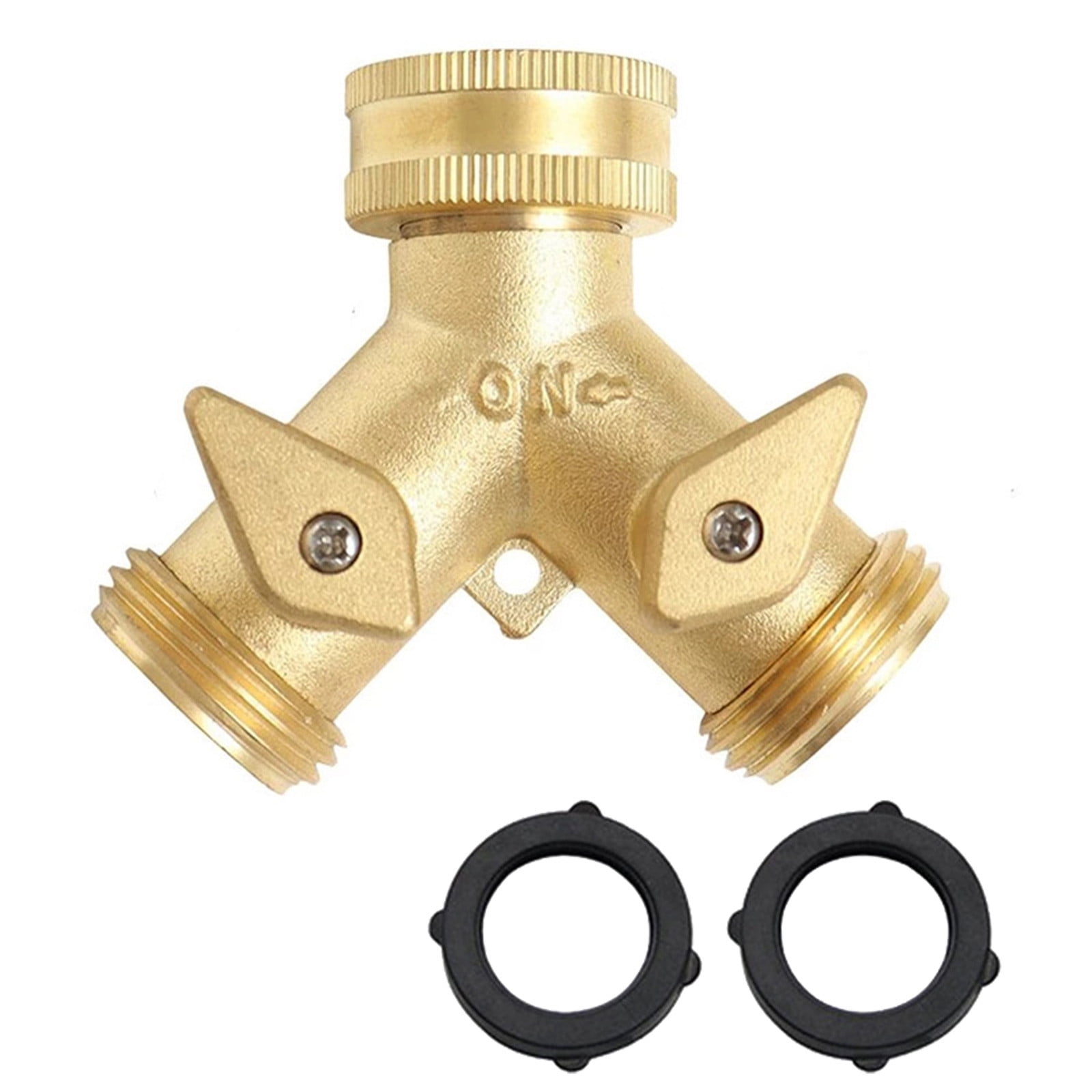 hengsof 2 Way Brass Hose Splitter All Metal Body Y Connector and