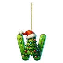 hengsof 2D Acrylic 26-Letter Christmas Tree Pendants Decorative Gift Ornaments for Family Party Tree Branches Home Festive Displays Ideal for Christmas