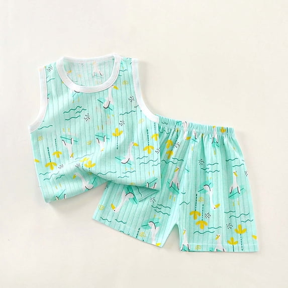 hengsof 2PC Kids Lightweight Short Sleeve Pajama Set, Summer Sleepwear with Shorts for Warm Weather, Boys Girls, Breathable Fabric Set