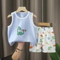 thumbnail image 1 of hengsof 2PC Toddlers and Children Summer Clothing Cute Pattern Vest Shorts Set Lightweight Cotton Shorts Set Round Neck Sleeveless Top Shorts Set, 1 of 3