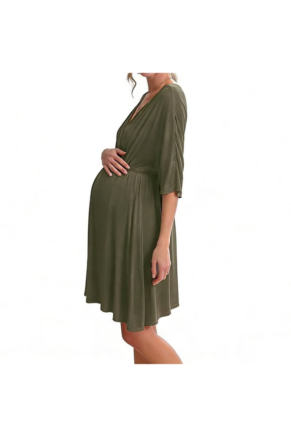 3 in 1 Labor/Delivery/Hospital Gown Maternity Dress Nursing Nightgown Sleepwear for Breastfeeding