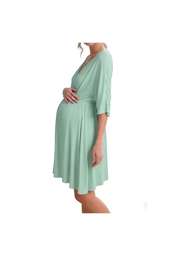 3 in 1 Labor/Delivery/Hospital Gown Maternity Dress Nursing Nightgown Sleepwear for Breastfeeding