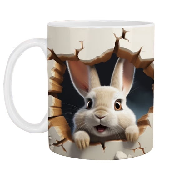 hengsof 350ml Ceramic Bunny Mugs Easter Mugs for Coffee, Tea, Drinks, Microwave & Dishwasher Safe