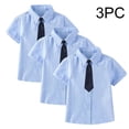 thumbnail image 1 of hengsof 3PC Boys' Summer Short Sleeve Button Down Collar Shirt Fashion School Uniform Top and Tie Set Suitable for Children, 1 of 5