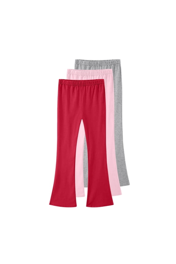3PC Children's Cotton Stretch Leggings Set, Soft Elastic Waistband Slim Flared Pants for Girls, Stylish Comfortable Sportswear, Sizes 3-15 Years