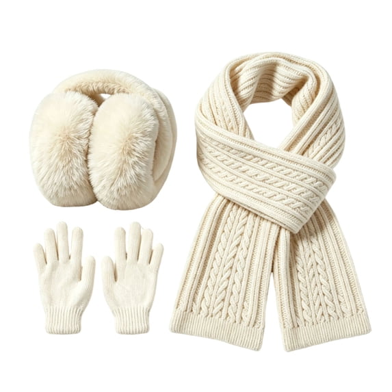 hengsof 3PC Kids Winter Earmuff Gloves Scarf Set,Girls Toddler Children Thickened Earmuff Knit Neck Warmer Gaiter Mittens Fleece Set 3-12Y