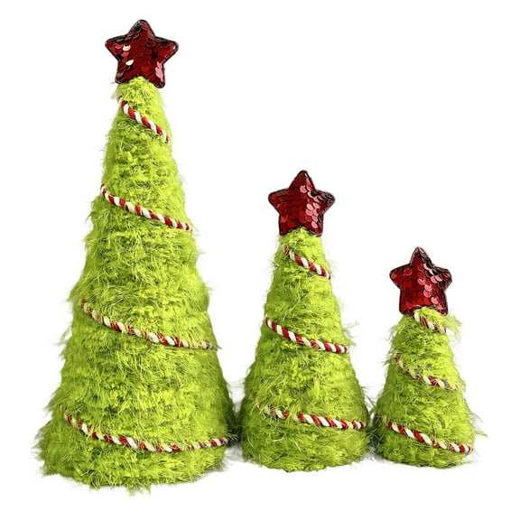 hengsof 3PCS Green Christmas Tree 3pcs, Tabletop Christmas Tree, Mini Xmas Tree for Fireplace Centerpiece Decorations