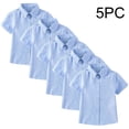 thumbnail image 1 of hengsof 5PC Boys' Summer Short Sleeve Button Down Collar Shirt Fashion School Uniform Top Suitable for Children, 1 of 8