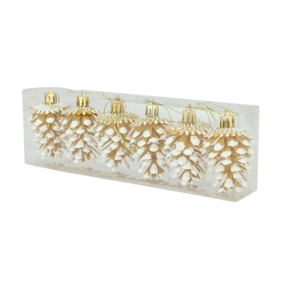 hengsof 6PCS Christmas Pinecone Ornaments Fall Hanging Pine Cone Painted Ornaments Glitter Pinecone Christmas Ornament for Xmas Tree DIY Crafts Fall Thanksgiving Day Decoration