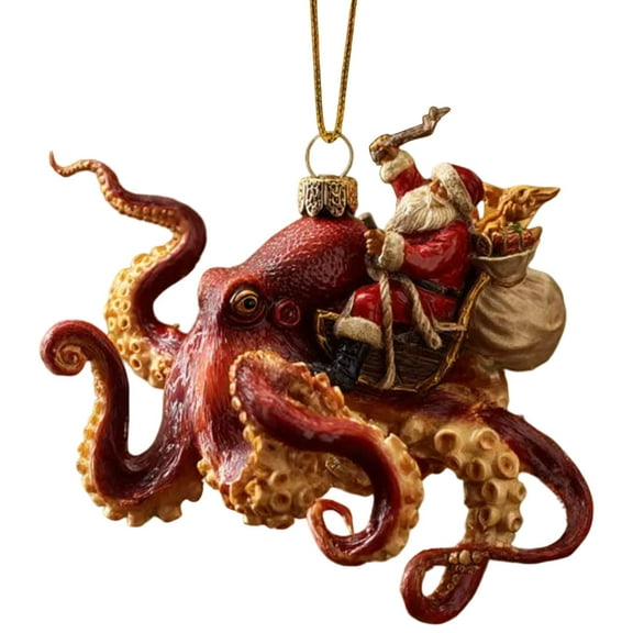 hengsof 8-Arm Octopus Sea-Themed Christmas Ornaments Hanging Drop Decor for Tree Branches Home Nautical Festive Displays Perfect for Christmas