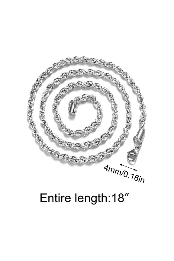 925 Silver 4MM Rope Chain Necklace, 16-30 Inch Adjustable Pendant Jewelry for Women Men, High Decoration Commemorative Accessory, Versatile Layering Chain