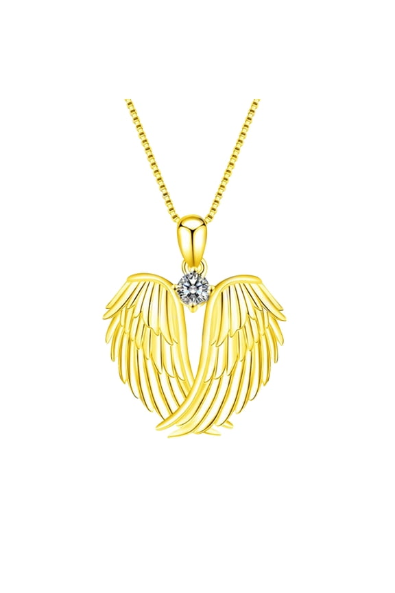 Angel Pendant Birthstone Necklace, Wing Design Jewelry Gift for Women, Valentine's Present Jewelry Accessory