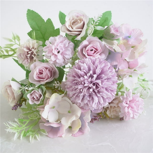 hengsof Artificial Flowers, Flowers Fake Peony Silk Hydrangea Bouquet