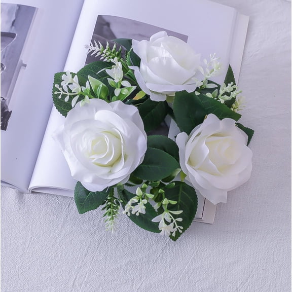 hengsof Artificial Rose Leaf Garlands for Lanterns Decoration, Greenery Short Vine Wreath for Candlestick DIY Floral Arrangement Table Centerpieces Valentine's Day Photographic Prop 1pcs