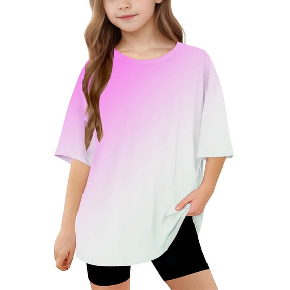 hengsof Athletic Shirts for Girls Short Sleeve Active T Shirts Sports Crewneck Tops Kids Teens Gym Workout Summer Tee