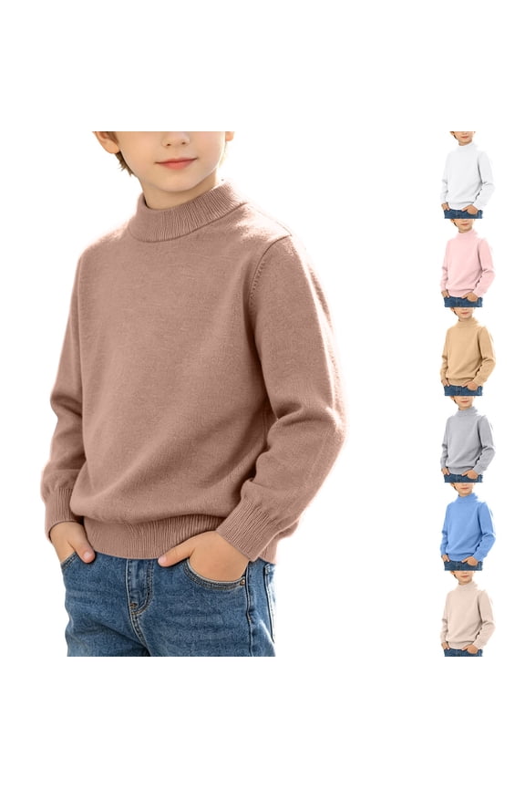 Baby Girl Boy Knit Sweater Blouse Pullover Sweatshirt Winter Warm Half-High Neck Long Sleeve Tops for Infant Toddler