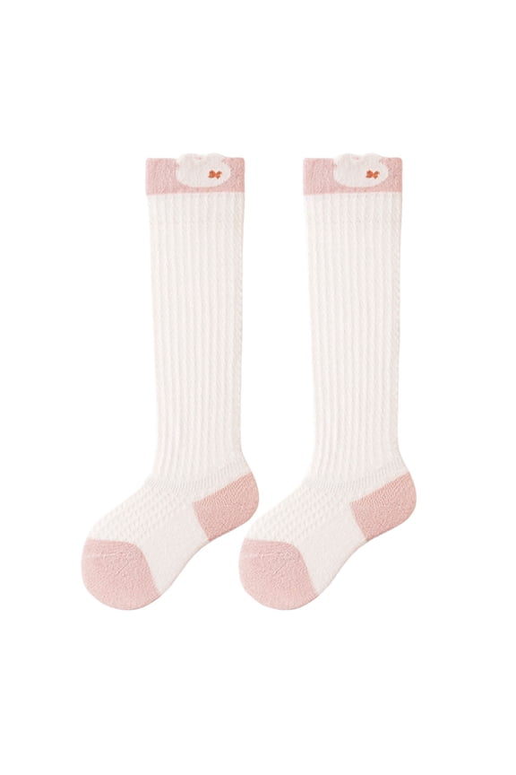 Baby Girl High Top Mosquito Repellent Socks, Non Slip Adhesive Coated Toddler Floor Socks, Summer Solid Color Thin Breathable Comfortable Long Socks