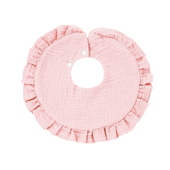 hengsof Baby Girl's Everyday Bib, Stylish Lace Trim Solid Color Soft Cotton Gauze Comfortable Bib, Suitable for Infants