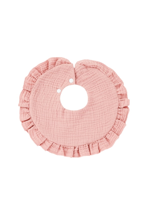 Baby Girl's Everyday Bib, Stylish Lace Trim Solid Color Soft Cotton Gauze Comfortable Bib, Suitable for Infants