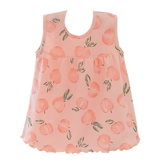 hengsof Baby Girls Sleeveless Ruffle Hem Dress, Cute Graphic Print Casual Summer Tank Top Dress for Infants and Toddlers