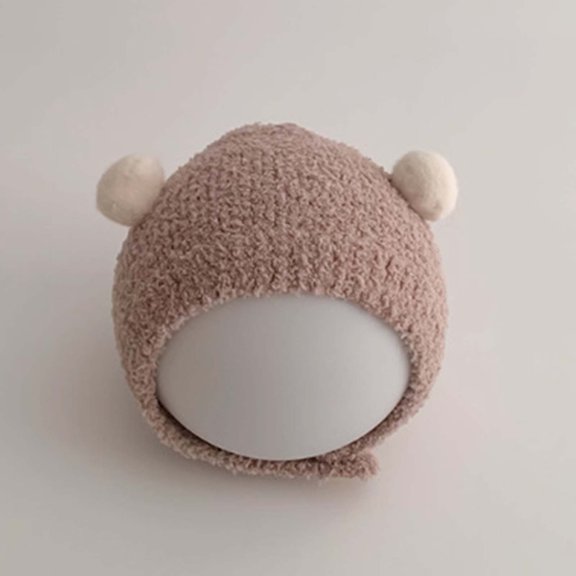 hengsof Baby Plush Bear Ear Hat Knitted Ear Protection Hat, Suitable for Babies