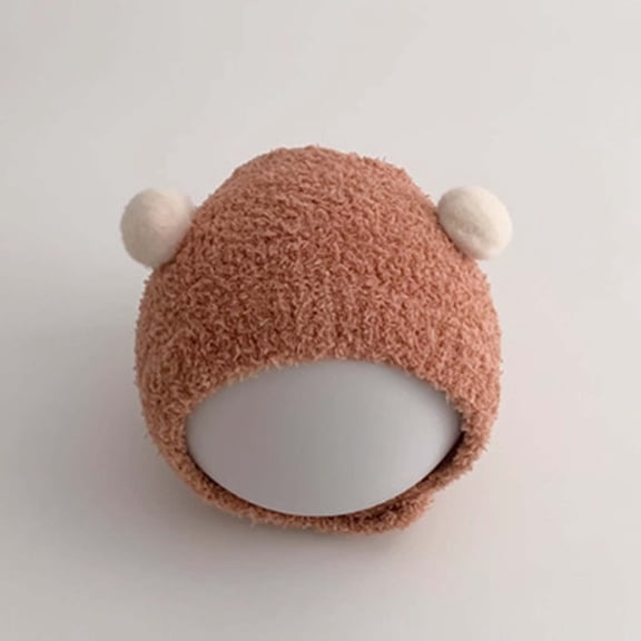 hengsof Baby Plush Bear Ear Hat Knitted Ear Protection Hat, Suitable for Babies