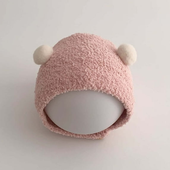 hengsof Baby Plush Bear Ear Hat Knitted Ear Protection Hat, Suitable for Babies