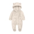 thumbnail image 1 of hengsof Baby Snowsuit Bear Ear Hooded Solid Color Jumpsuit Open-Flap Fleece Romper Zipper Winter Long Sleeve Coat Outfits, 1 of 4
