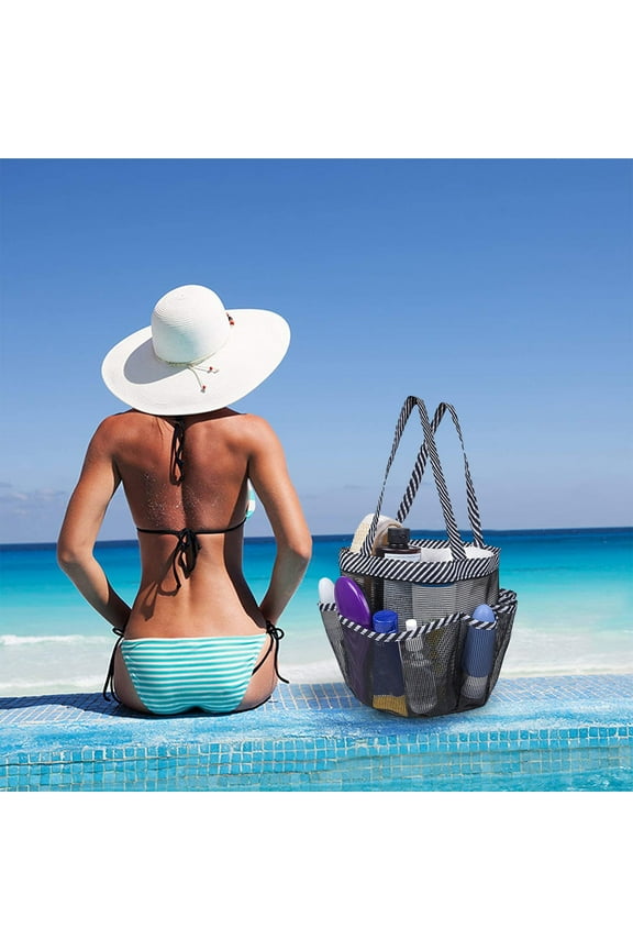 hengsof Beach Bags- Sandproof- Mesh Beach Bag For Swim Pool Bag Beach Tote Bag-Toy Tote Bag-Grocery Storage Net Bag Swimming Pool Accessories