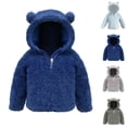 thumbnail image 1 of hengsof Bear Ears Shape Fleece Warm Hoodies Clothes Toddler Zip-up Light Jacket Fall Winter Sweatshirt Outwear for Baby, 1 of 5