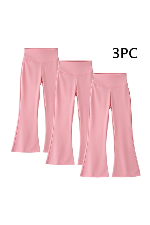 Big Girls 3 Pack High Waist Flare Leggings, Bootcut Yoga Pants Bundle for Value, Kids Fashion Athletic Wear Set