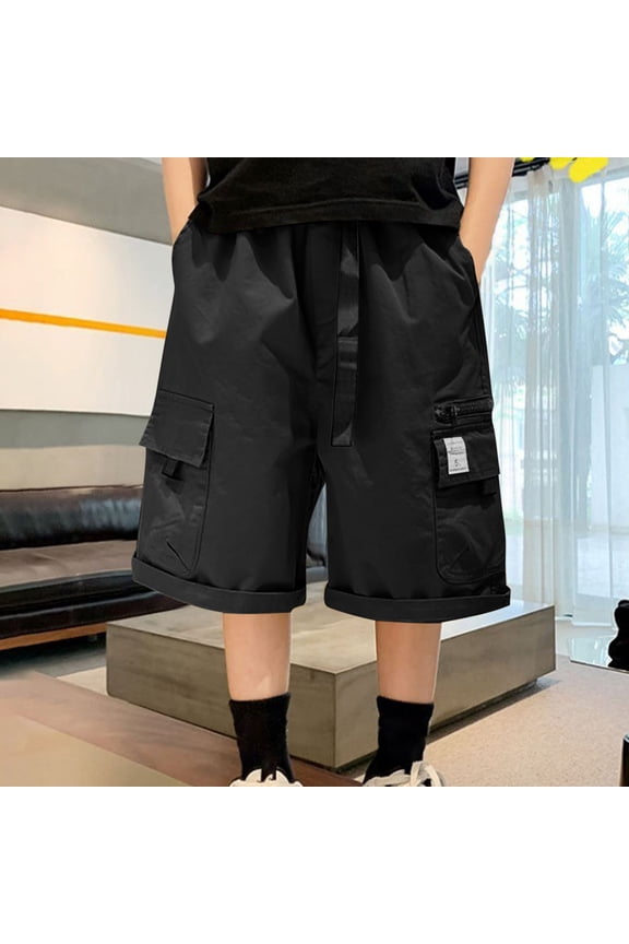 Boys' Cargo Shorts, Stylish Summer Pocket Casual Loose Comfortable Five Point Pants, Comfortable Everyday Shorts for Children Aged 5-16