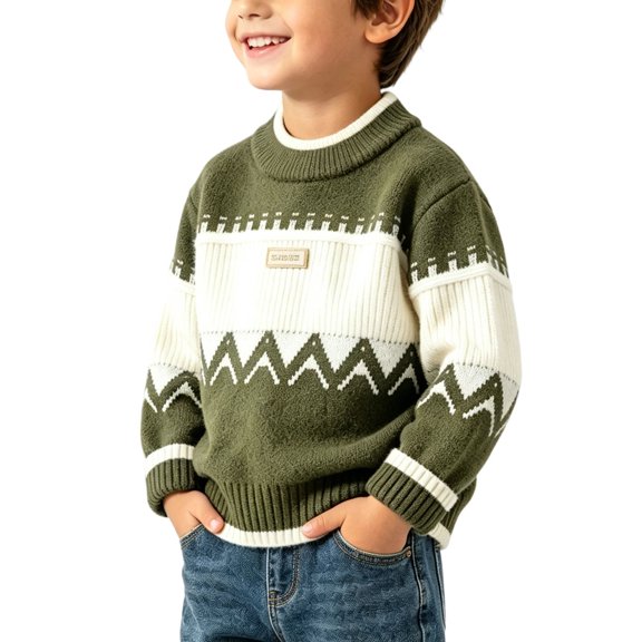 hengsof Boys Cute Patterns Fall Winter Sweaters Kids Christmas Long Sleeves Crewneck Knit Warm Pullover Sweater 2-12 Years