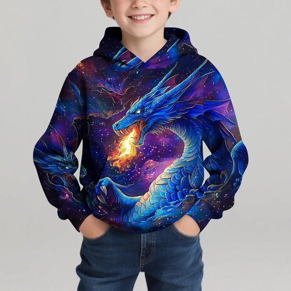 hengsof Boys Fall Winter Fashion Printed Hooded Sweatshirts Long Sleeve Casual Pullover Hoody with Pocket 4-14Y