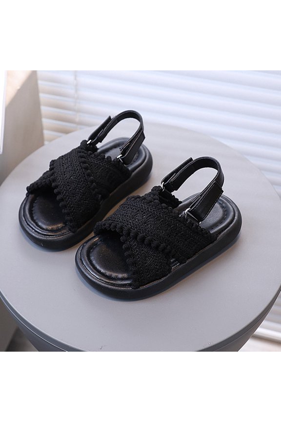 Boys' Fashionable Casual Sandals for Spring Summer Comfortable Open Toe Beach Shoes Solid Color Cross Strap Reversible Slippers