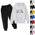 thumbnail image 1 of hengsof Boys Girls Fall Winter Tracksuit Fashionable Printed Pullover Hoodie Jogging Pants Set 2 Pieces Sweatsuit 3-14Y, 1 of 3