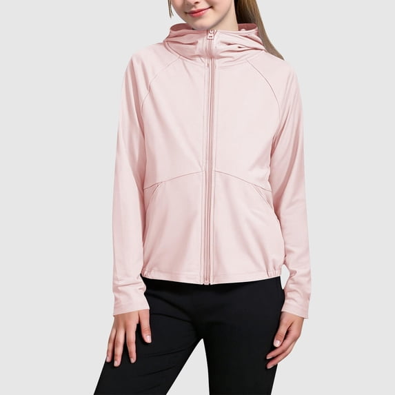 hengsof Boys Girls Long Sleeve Sun Hoodie for 4-15 Years, Lightweight Cooling Protection Jacket, Summer Outdoor Play Cover Up