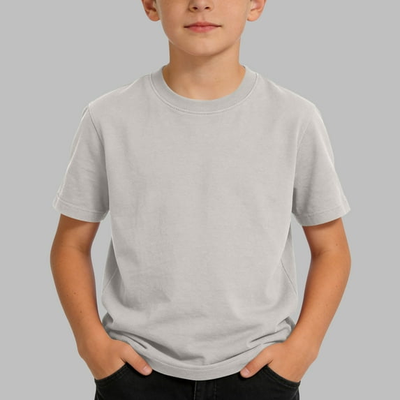 hengsof Boys Girls Oversized Short Sleeve Solid Color Drop Shoulder Cotton Casual Round Neck T Shirt Summer Basic Top